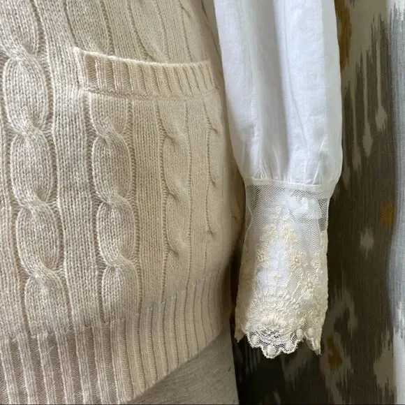 Ralph Lauren Ivory Cashmere Cable Shawl Collar Cardigan Vest - Picture 10 of 16